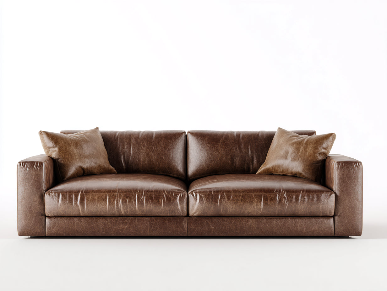 Zweisitzer Sofa aus Leder 188x92x78 cm - Braun - Modernes Design für Wohnzimmer