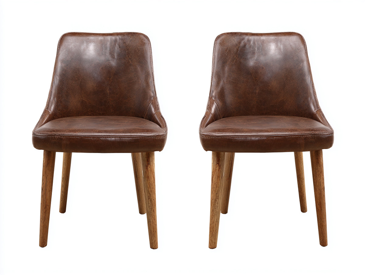 Esszimmerstühle Kunstleder 58x55x82 cm - braun - 2er Set im Vintage Stil