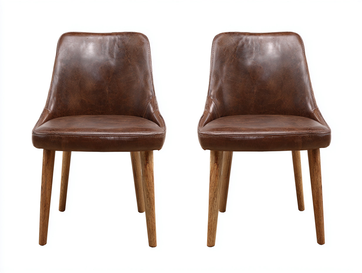 Esszimmerstühle Kunstleder 58x55x82 cm - braun - 2er Set im Vintage Stil