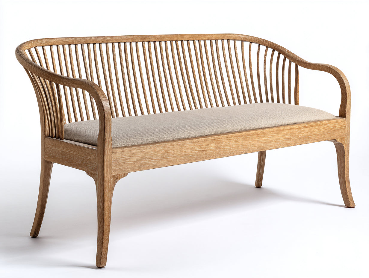 Gartenbank aus Holz mit Sitzkissen 165x60x88 cm - Naturholz und Beige - Elegantes Design für Garten