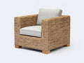 Polyrattan Gartensessel aus Geflecht 88x82x80 cm - Naturholz und Hellgrau - Modernes Design für Terrasse