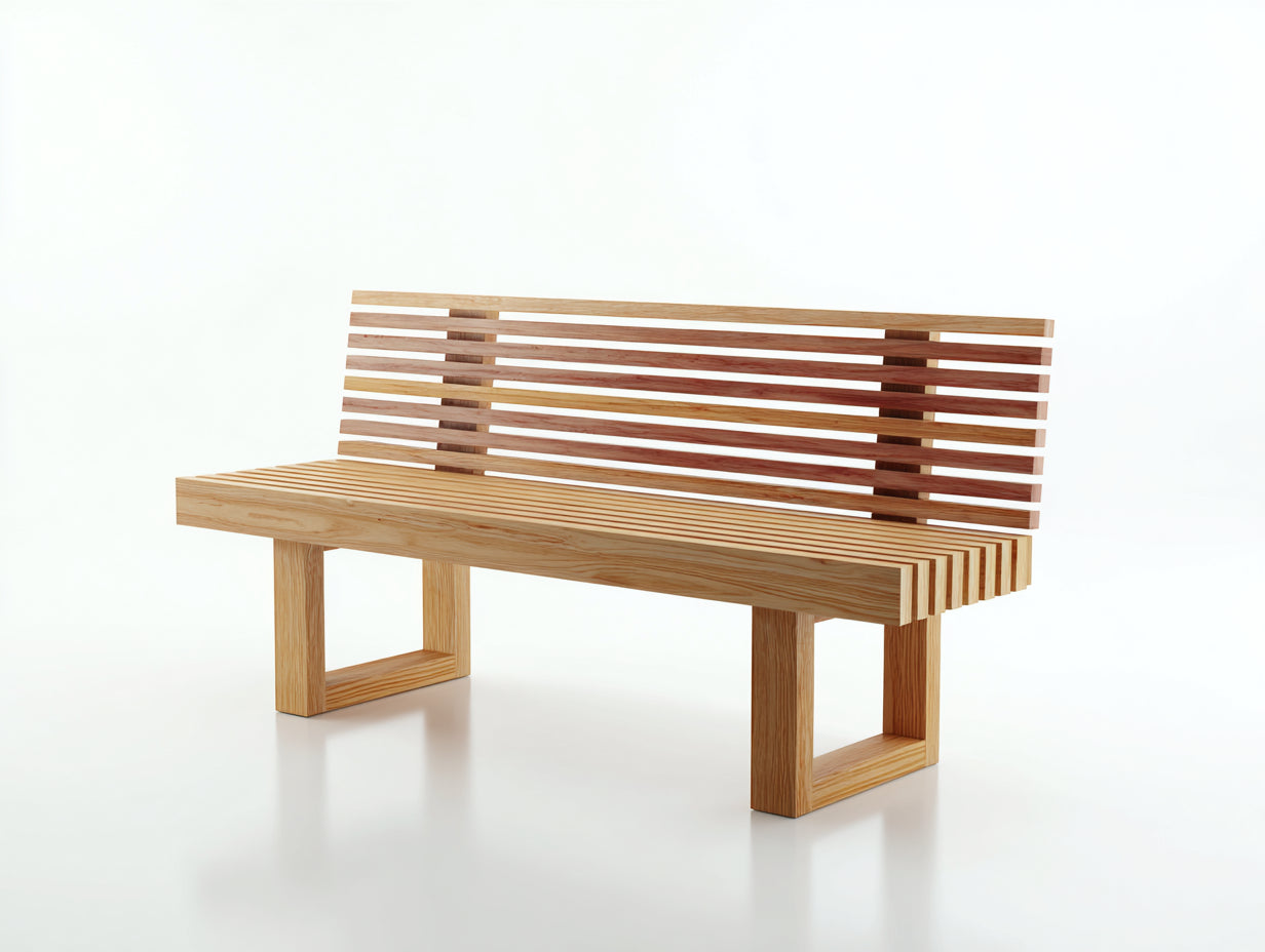 Gartenbank Holz 180x65x90 cm - natur - moderne Sitzbank mit Rückenlehne