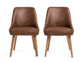 Esszimmerstühle aus Kunstleder und Holz 48x56x88 cm - Braun - Modernes Design für Esszimmer