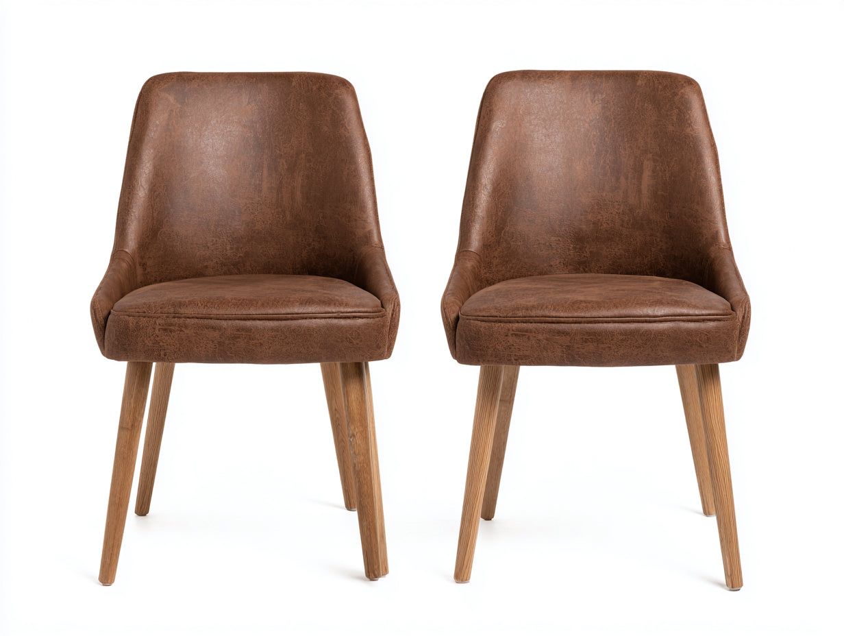 Esszimmerstühle aus Kunstleder und Holz 48x56x88 cm - Braun - Modernes Design für Esszimmer