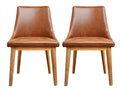 Esszimmerstühle Kunstleder 50x57x84 cm - Braun-Natur - 2er Set mit gepolsterter Sitzfläche