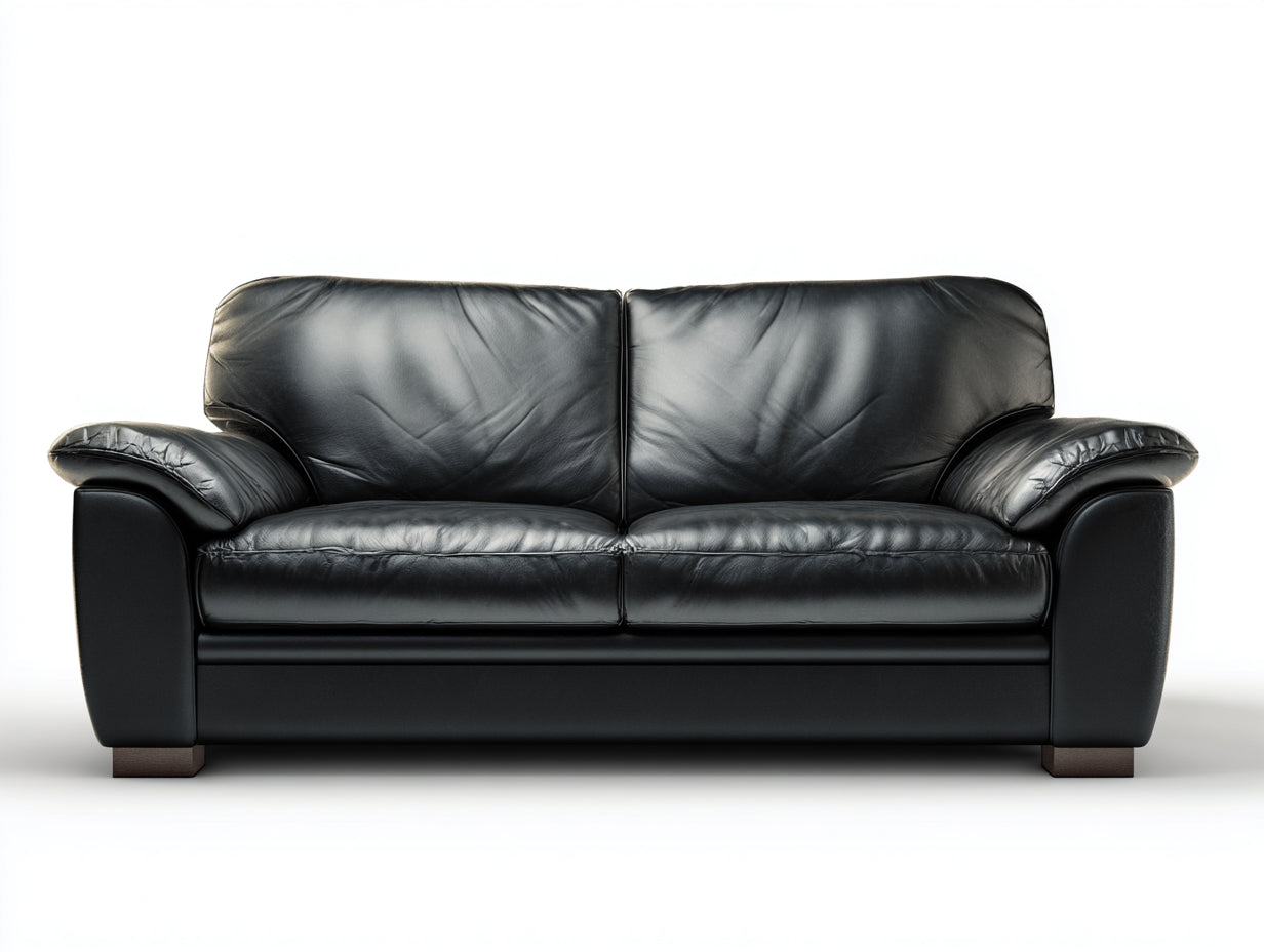 Zweisitzer Sofa Kunstleder 180x88x82 cm - schwarz - klassisches Wohnzimmer Sofa