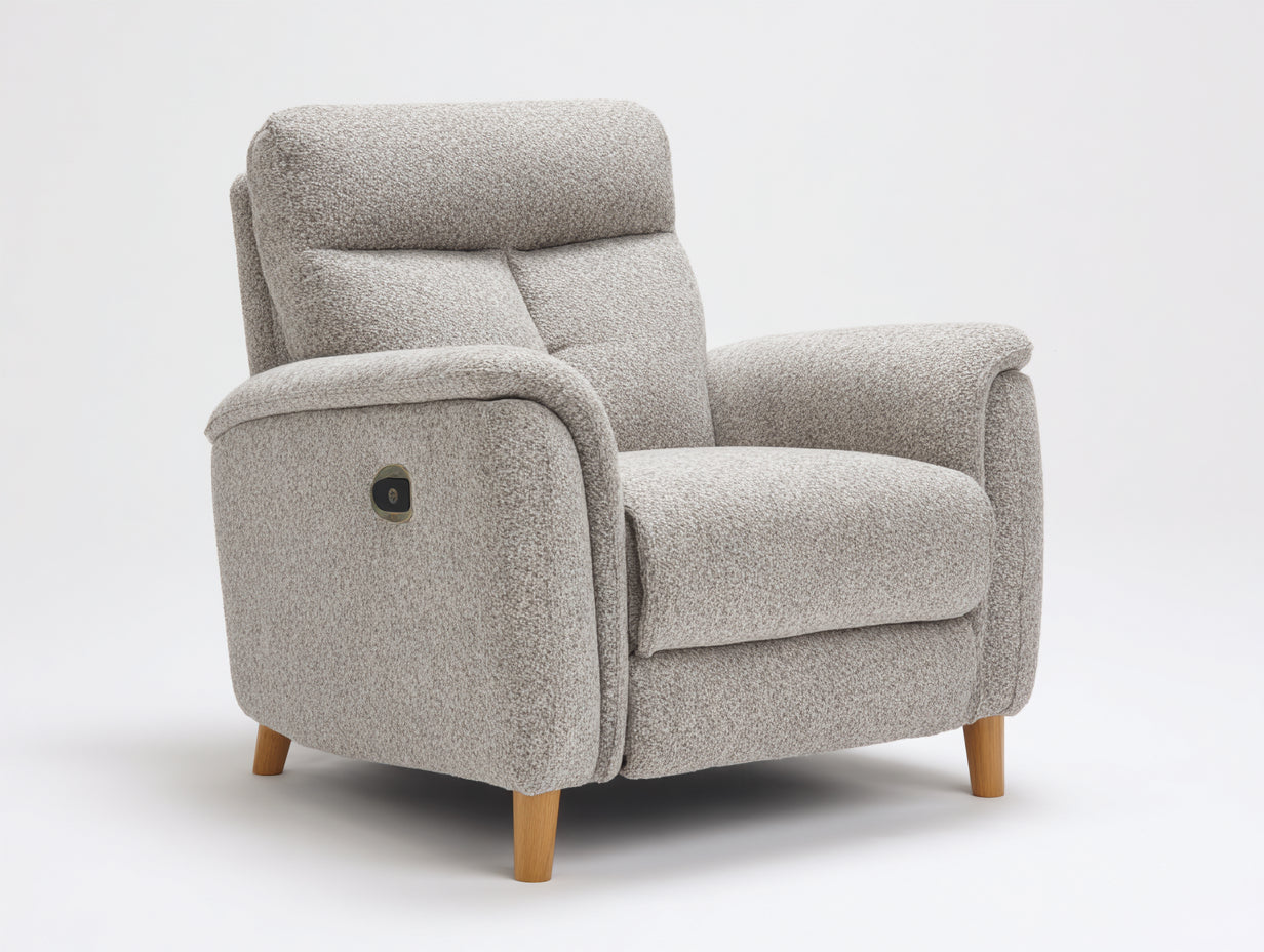Liegesessel 90x92x105 cm - Stoff in Beige und Holzbeine - gepolstert - moderner Stil