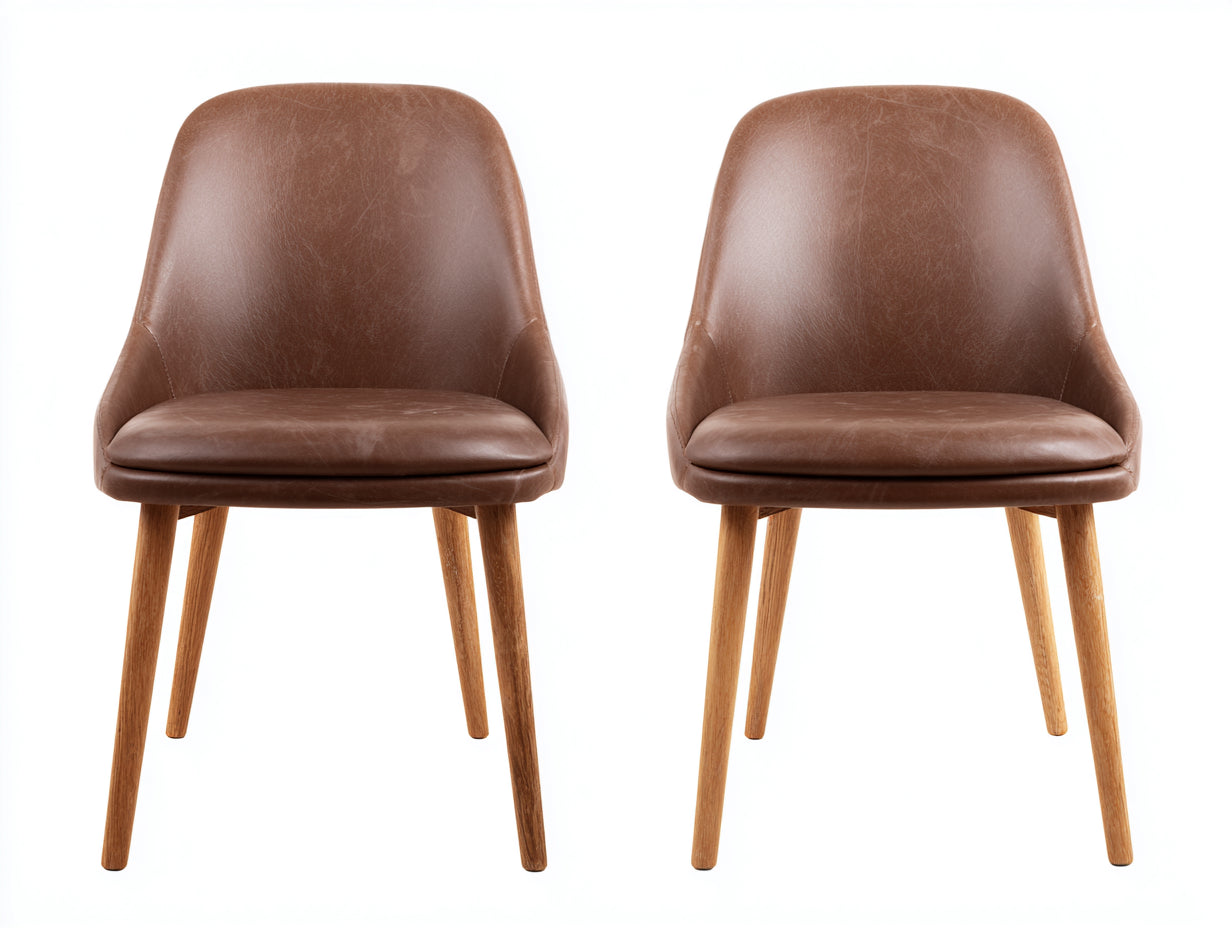 Esszimmerstühle 55x58x82 cm aus Kunstleder und Holz - Braun - moderner Esszimmerstil im 2er-Set
