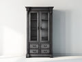 Vitrinen 95x42x185 cm aus Holz und Glas - Dunkelgrau - klassischer Landhausstil mit 4 Schubladen