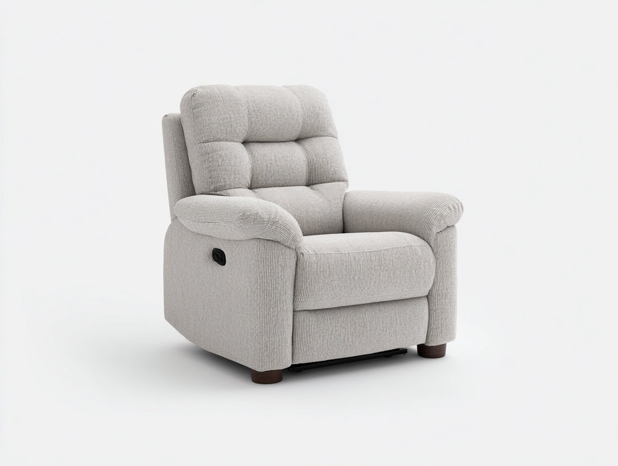 Liegesessel Stoff 90x94x101 cm - Beige-Dunkelbraun - Gepolsterter Relaxsessel mit Bedienfunktion