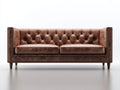 Zweisitzer Sofa aus Leder 185x86x78 cm - Braun - Chesterfield Design für Wohnzimmer