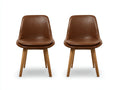 Esszimmerstühle 54x58x82 cm aus Kunstleder und Holz - Braun - moderner Esszimmerstil im 2er-Set