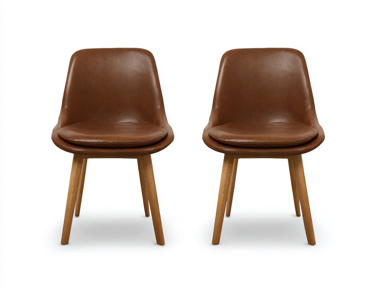 Esszimmerstühle 54x58x82 cm aus Kunstleder und Holz - Braun - moderner Esszimmerstil im 2er-Set