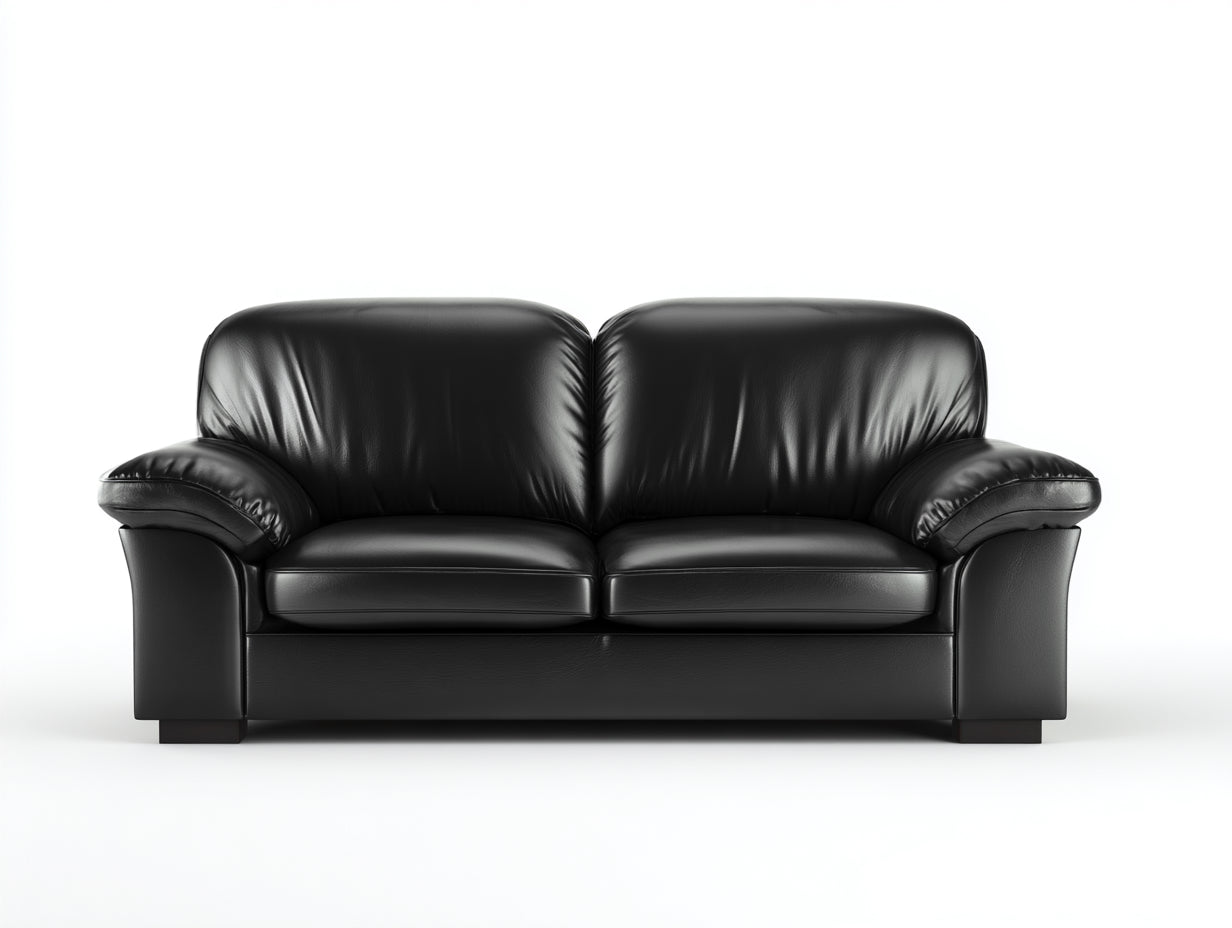 Zweisitzer Sofa Leder 170x90x82 cm - Schwarz - klassische Polsterform