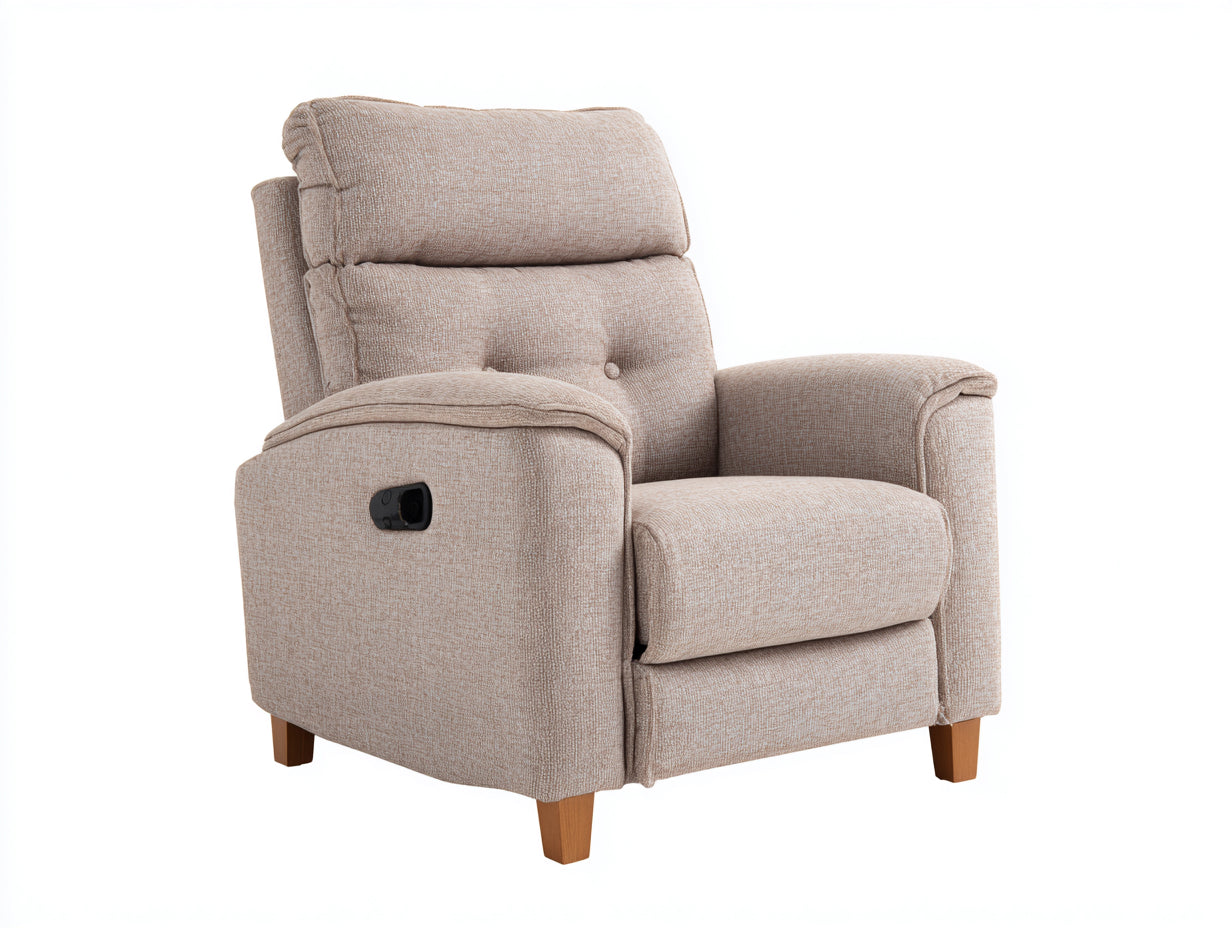 Liegesessel Stoff 88x92x102 cm - Beige-Natur - Gepolsterter Relaxsessel mit Bedienfunktion