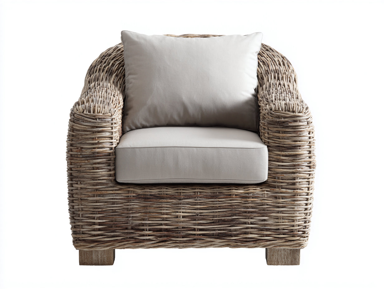 Polyrattan Gartensessel in Rattanoptik 98 x 88 x 80 cm - Naturfarben-Beige - für Garten und Terrasse