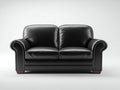 Zweisitzer Sofa Kunstleder 185x86x84 cm - schwarz - klassisches Sofa mit gerollten Armlehnen
