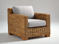 Polyrattan Gartensessel Polyrattan-Stoff 92x86x80 cm - Natur-Grau - Geflochtener Loungesessel mit Polsterung