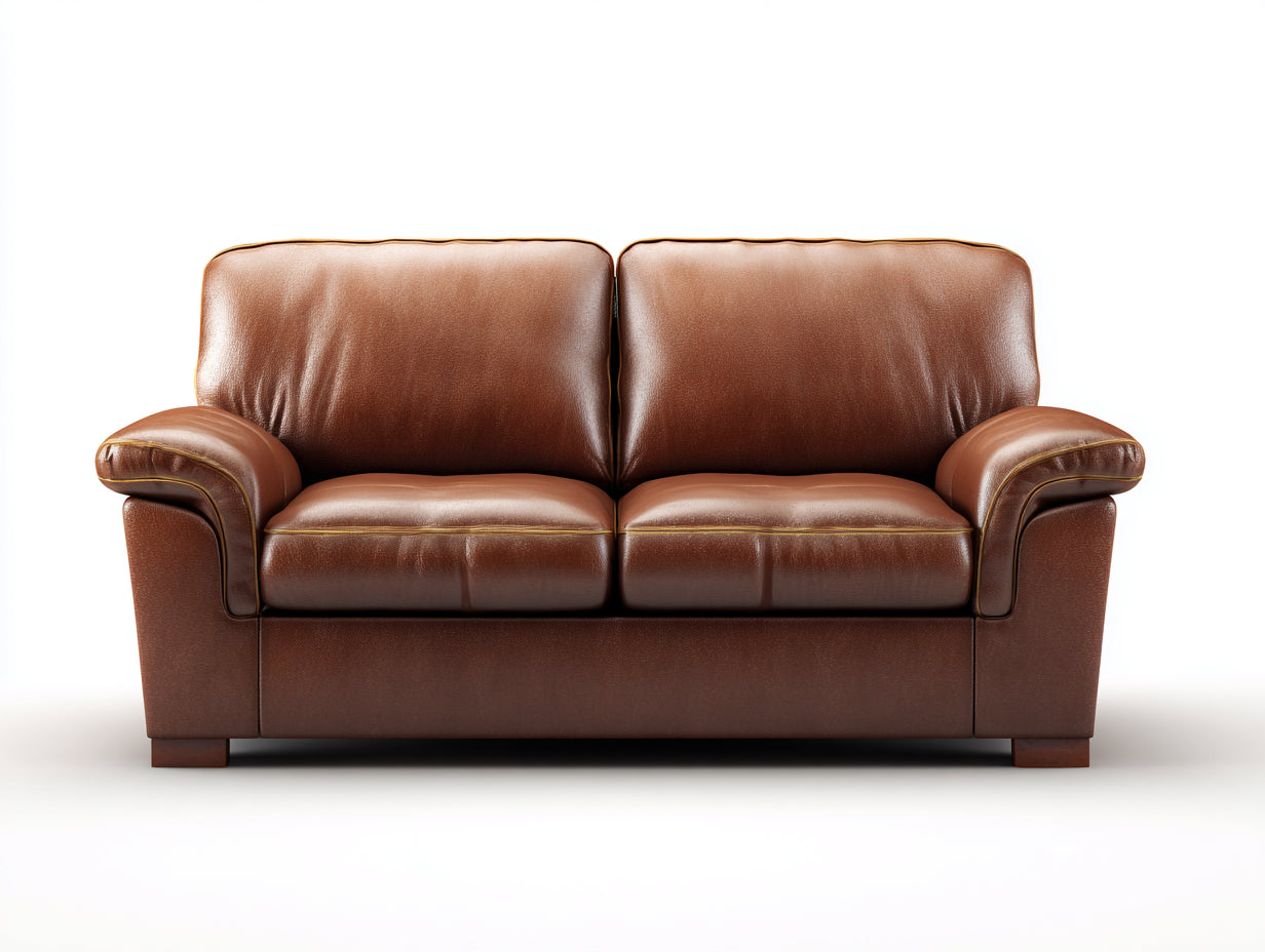 Zweisitzer Sofa Leder 168x88x82 cm - Braun - klassische Polsterform