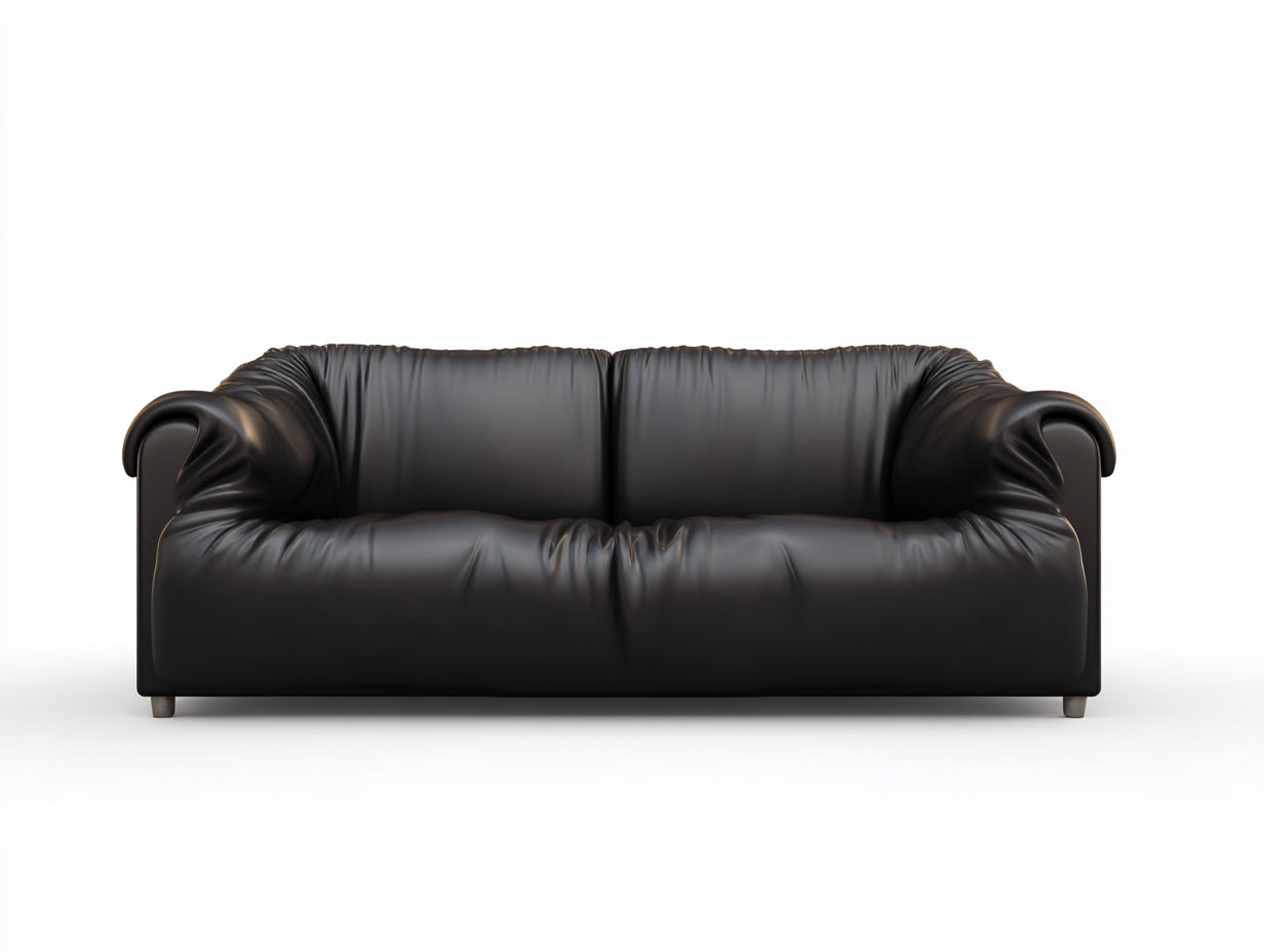 Zweisitzer Sofa Kunstleder 190x90x78 cm - schwarz - gepolstertes Wohnzimmer Sofa
