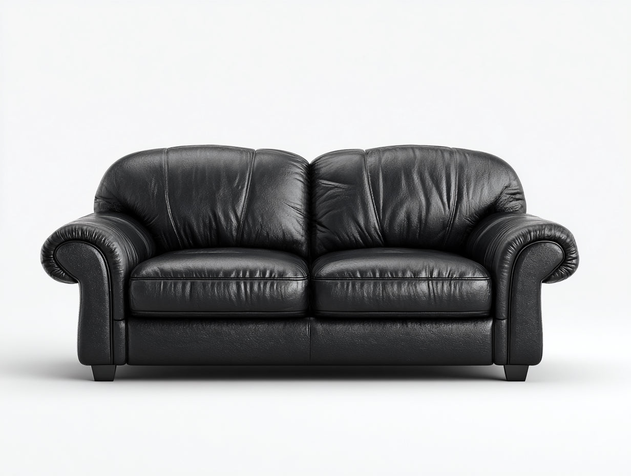 Zweisitzer Sofa Kunstleder 168x84x82 cm - Schwarz - Klassisches Sofa mit gerollten Armlehnen