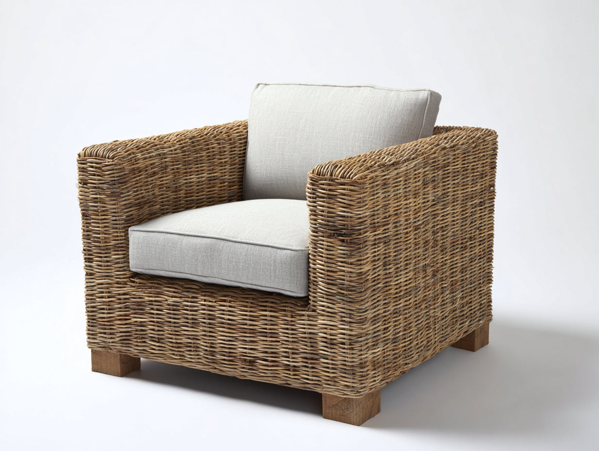 Polyrattan Gartensessel in Rattanoptik 100 x 92 x 76 cm - Naturfarben-Beige - für Terrasse und Garten
